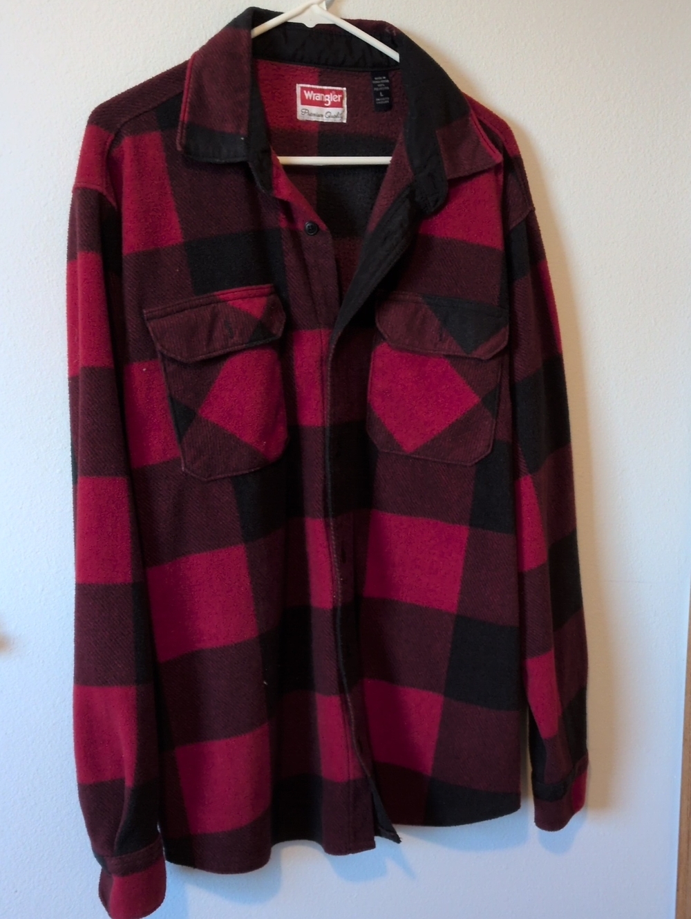 Wrangler Red and Black Plaid Button-Front Shirt Jacket
